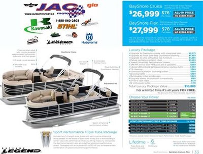 2016 Legend Boats Bayshore Cruise Mercury 25 EL **Premium package 10,899$ Inclus